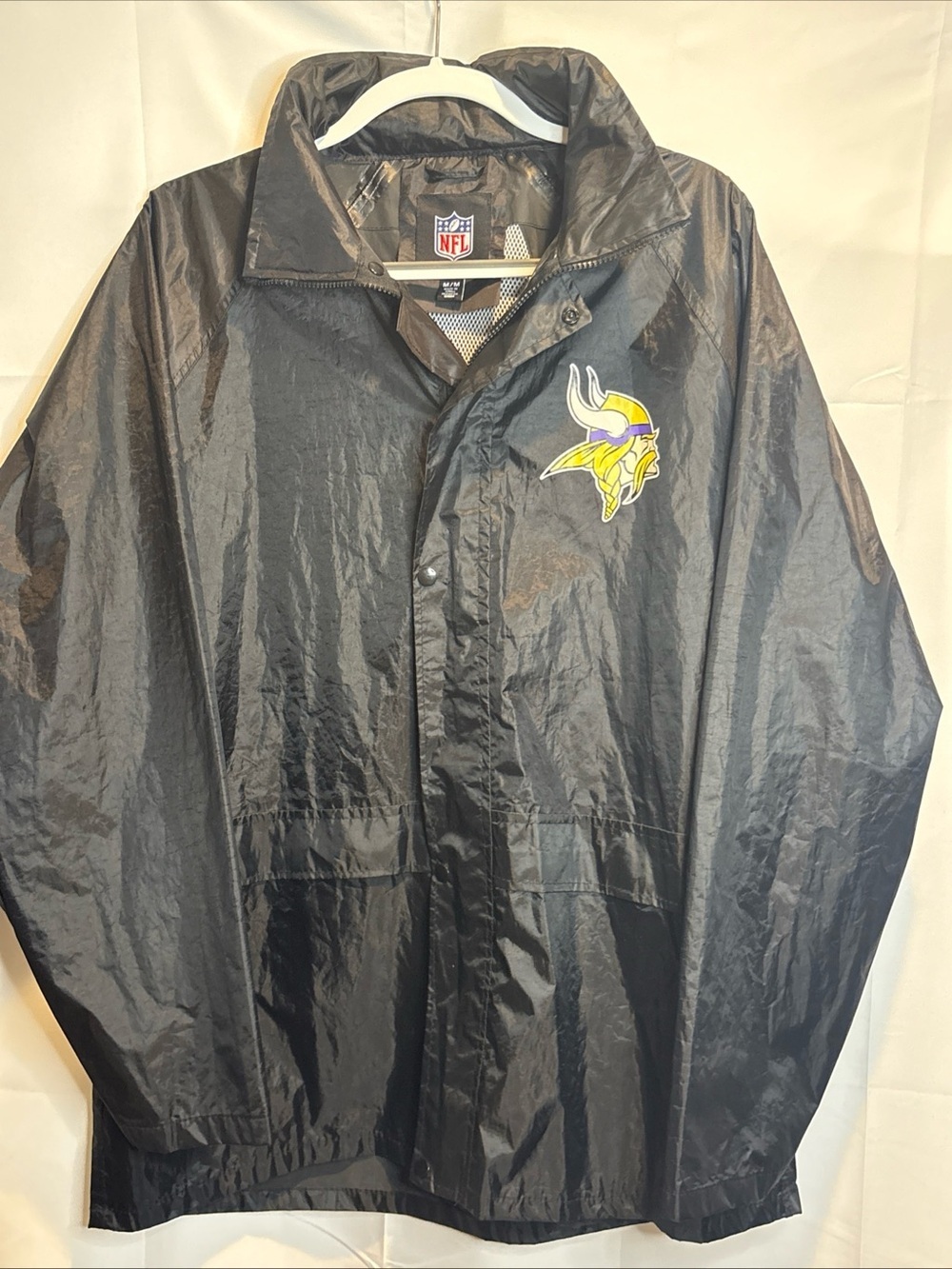 NFL Black Minnesota Vikings Windbreaker with Yellow & Purple Logo